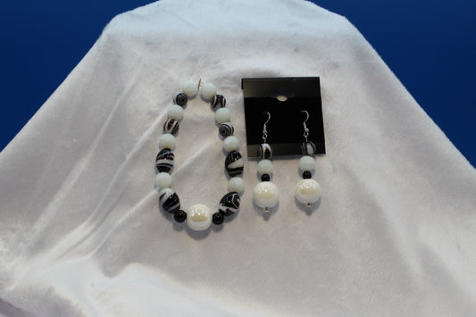 Earrings w/ Matching Bracelet - White