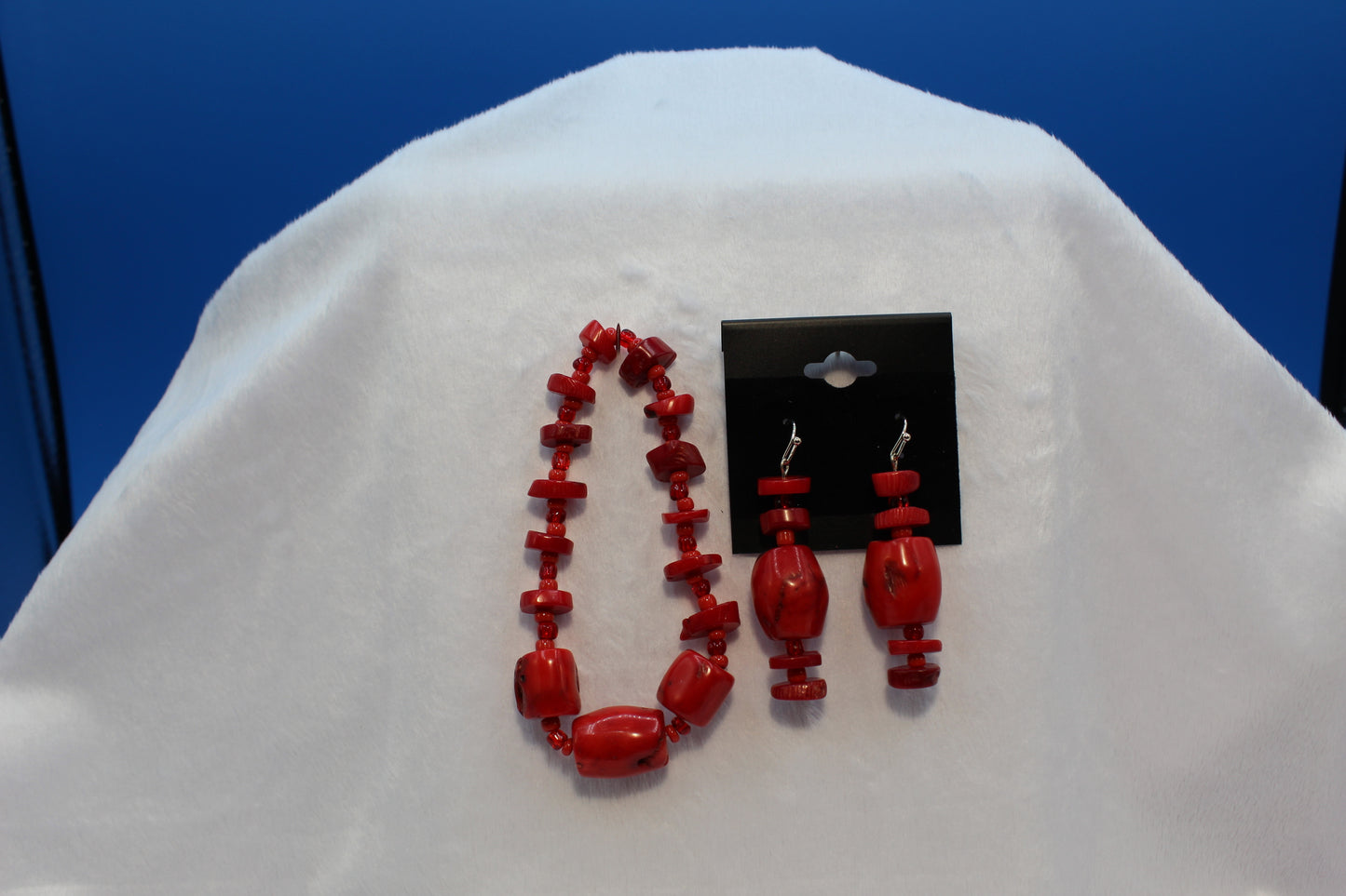 Earrings w/ Matching Bracelet - Red