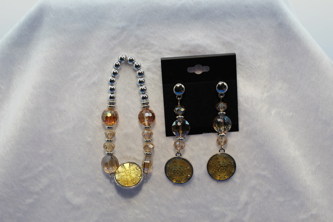 Earrings w/ Matching Bracelet - Yellow