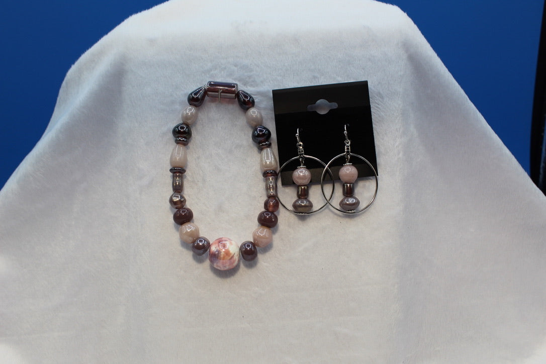 Earrings w/ Matching Bracelet - Purple - Touched By Christ