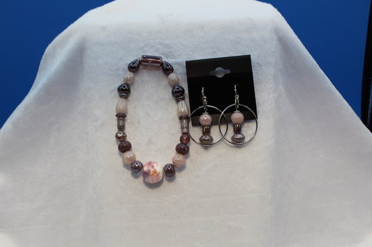 Earrings w/ Matching Bracelet - Purple