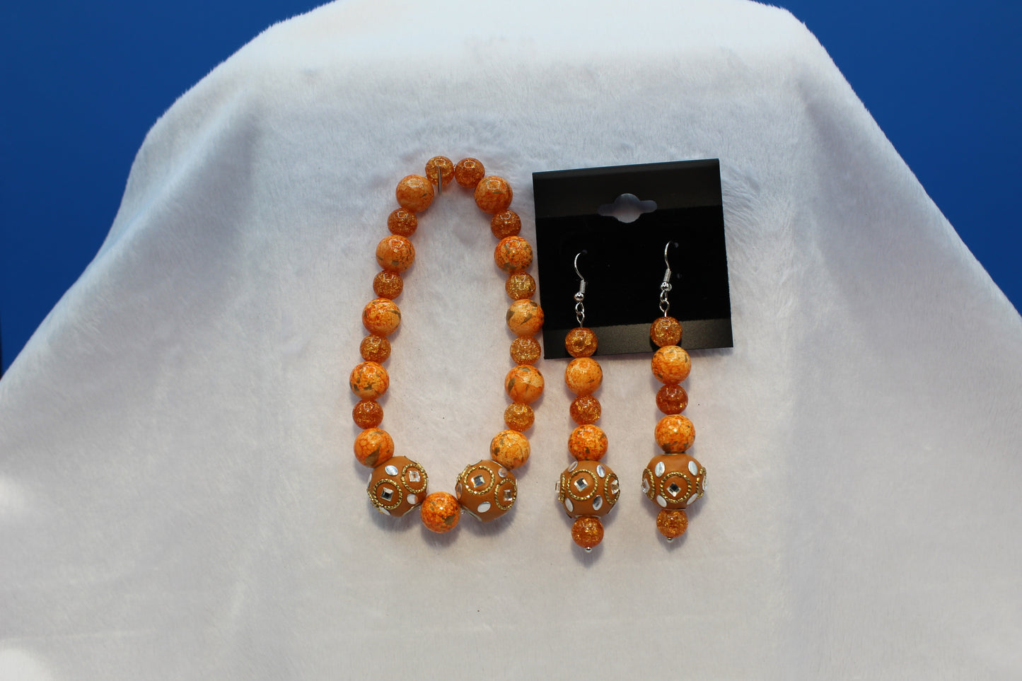 Earrings w/ Matching Bracelet - Orange