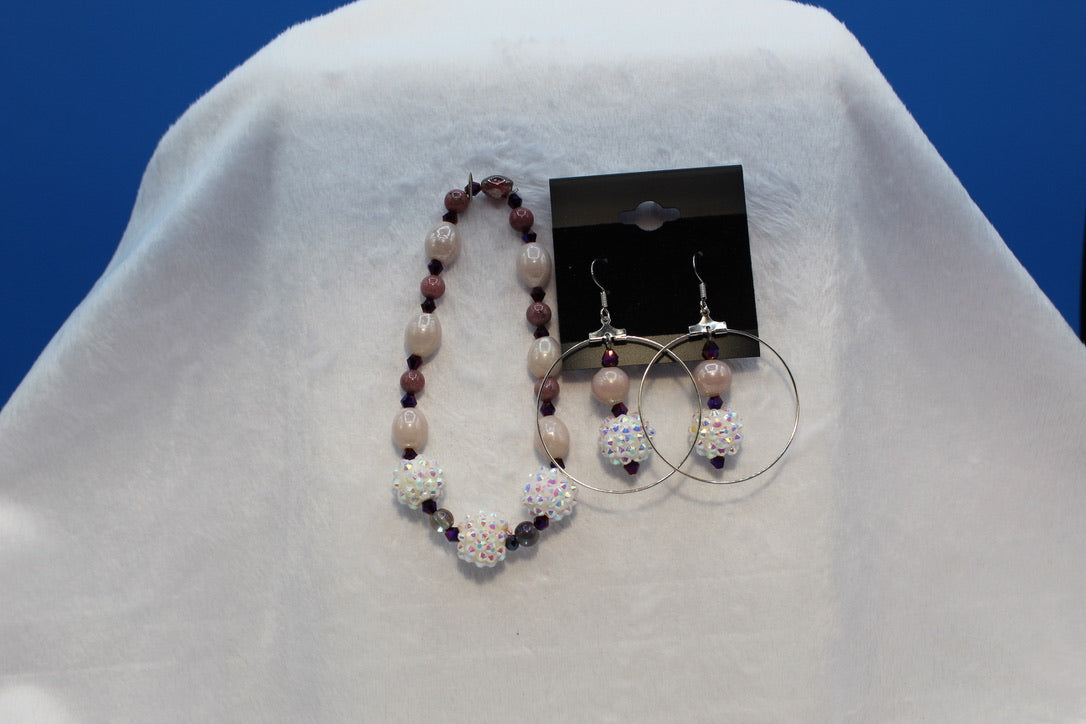 Earrings w/ Matching Bracelet - Purple