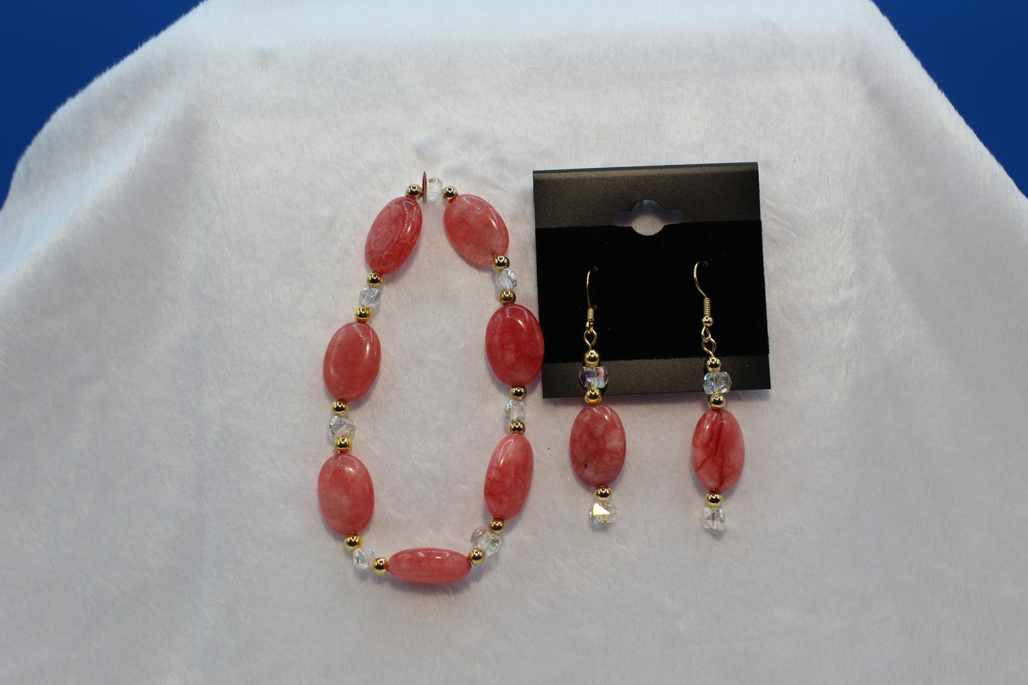 Earrings w/ Matching Bracelet - Red