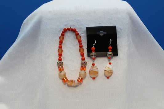 Earrings w/ Matching Bracelet - Orange