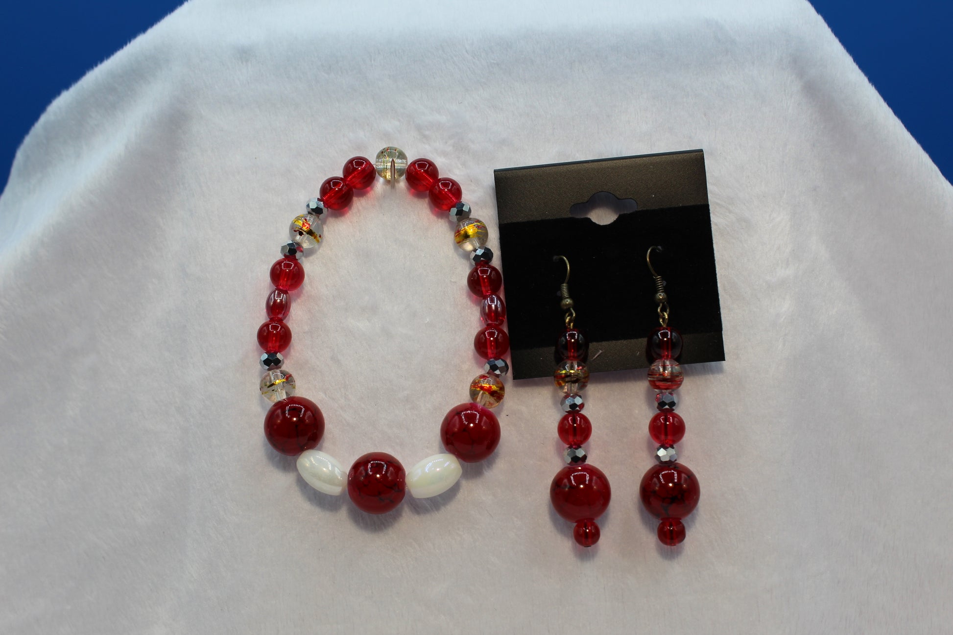 Earrings w/ Matching Bracelet - Red - Touched By Christ