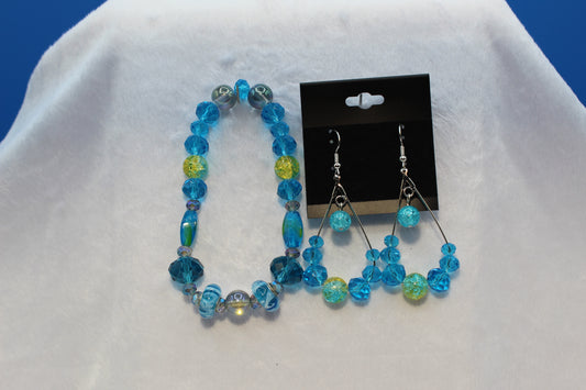 Earrings w/ Matching Bracelet - Aqua