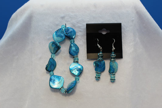 Earrings w/ Matching Bracelet - Aqua