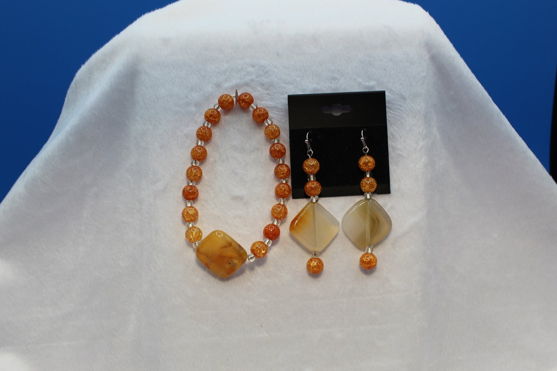 Earrings w/ Matching Bracelet - Orange - Touched By Christ