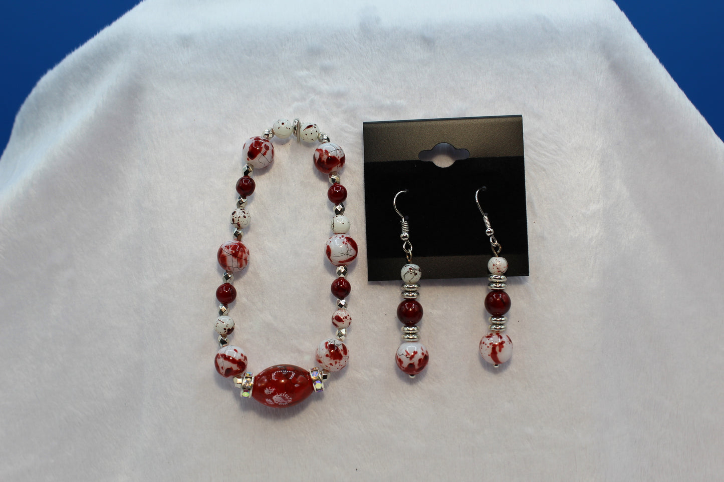 Earrings w/ Matching Bracelet - Red