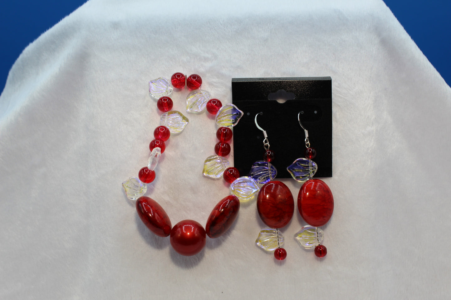 Earrings w/ Matching Bracelet - Red