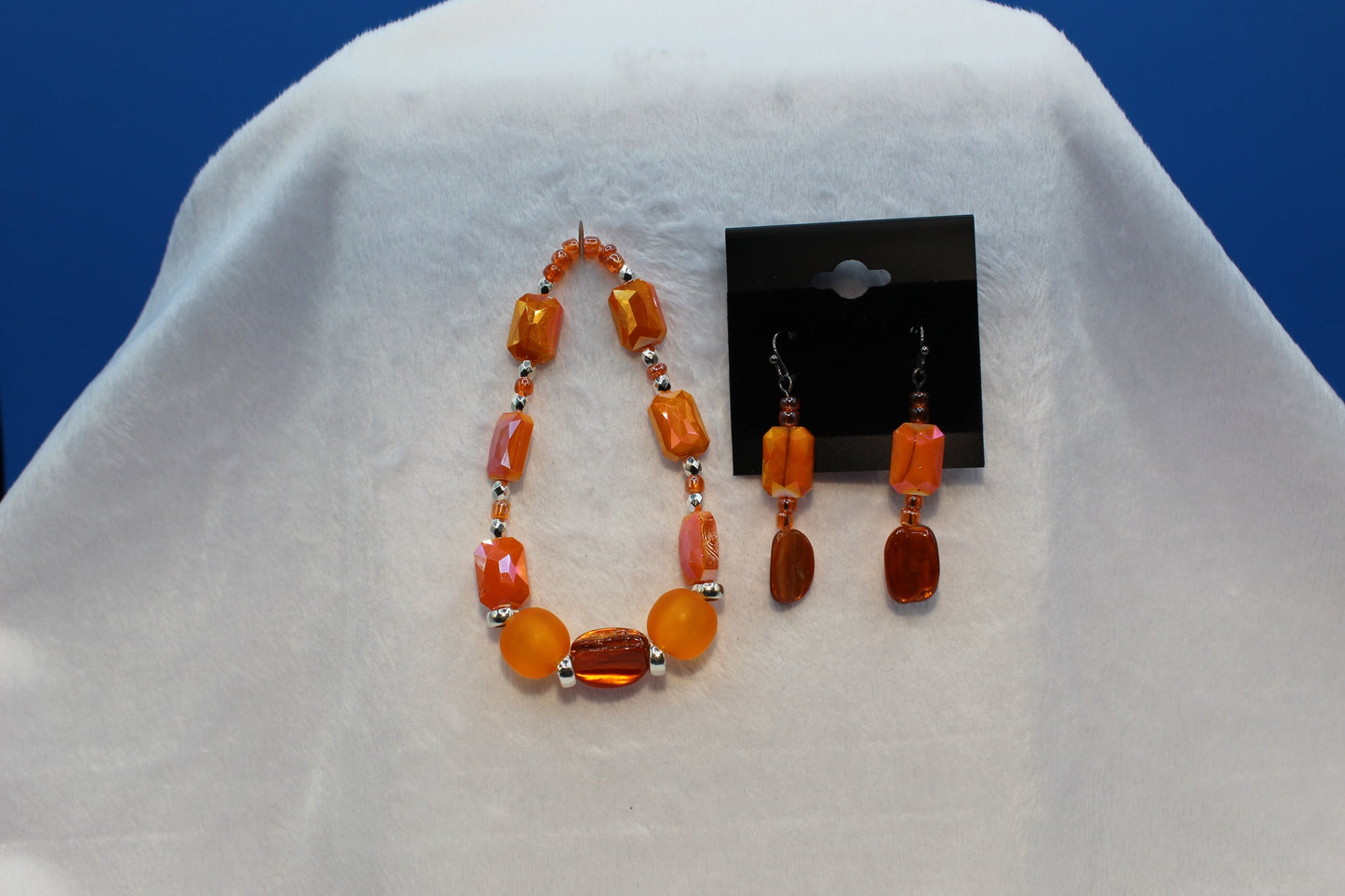 Earrings w/ Matching Bracelet - Orange