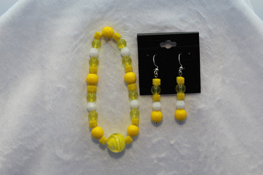 Earrings w/ Matching Bracelet - Yellow (D10)