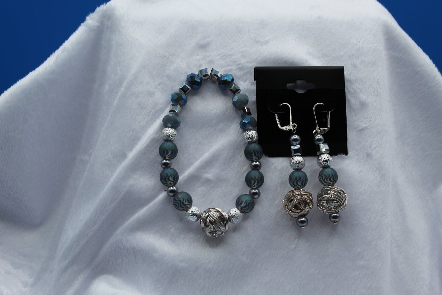 Earrings w/ Matching Bracelet - Blue - Touched By Christ