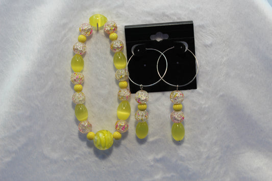 Earrings w/ Matching Bracelet - Yellow (D2)