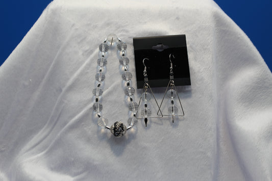 Earrings w/ Matching Bracelet - Clear