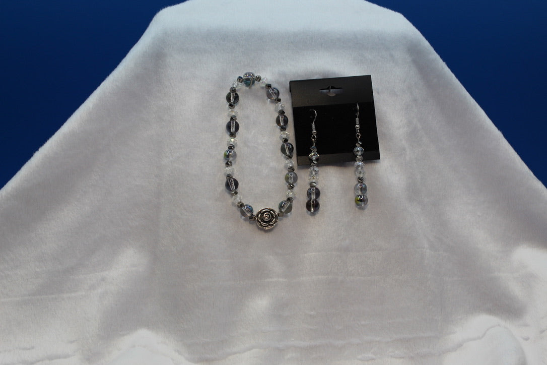 Earrings w/ Matching Bracelet - Clear - Touched By Christ