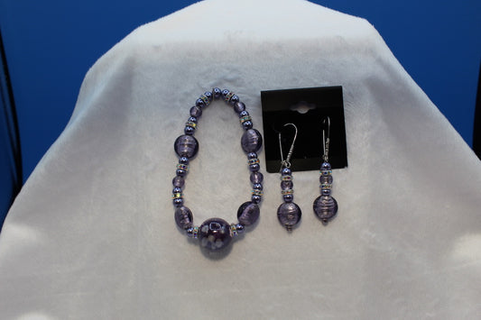 Earrings w/ Matching Bracelet - Purple