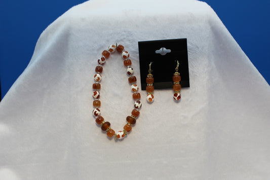 Earrings w/ Matching Bracelet - Orange