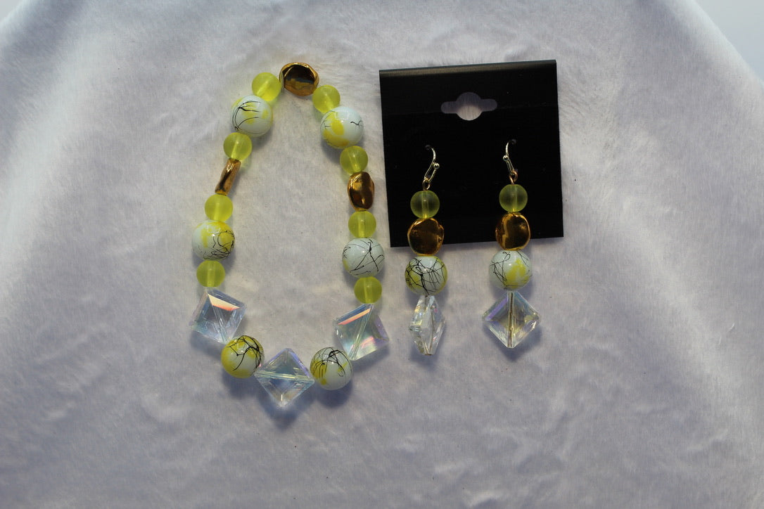 Earrings w/ Matching Bracelet - Yellow - Touched By Christ