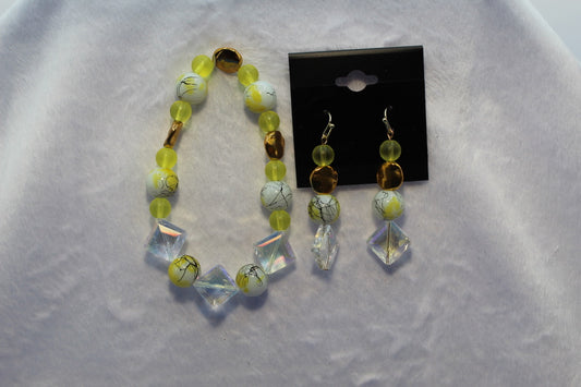 Earrings w/ Matching Bracelet - Yellow