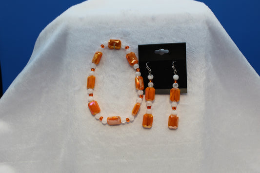 Earrings w/ Matching Bracelet - Orange