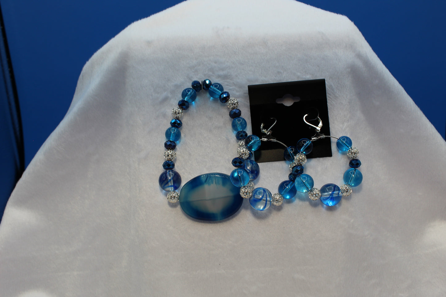 Earrings w/ Matching Bracelet - Blue - Touched By Christ