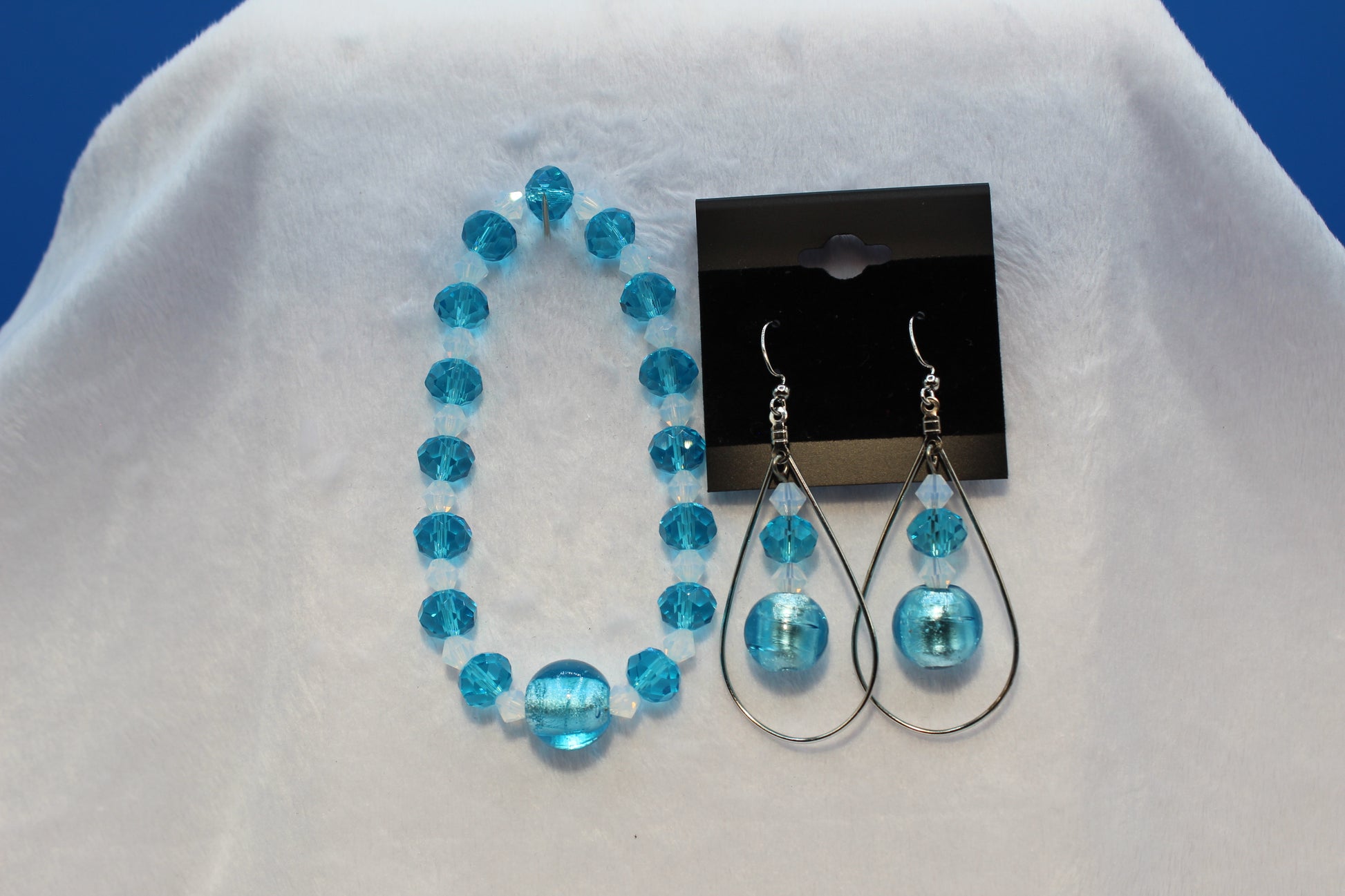 Earrings w/ Matching Bracelet - Aqua - Touched By Christ