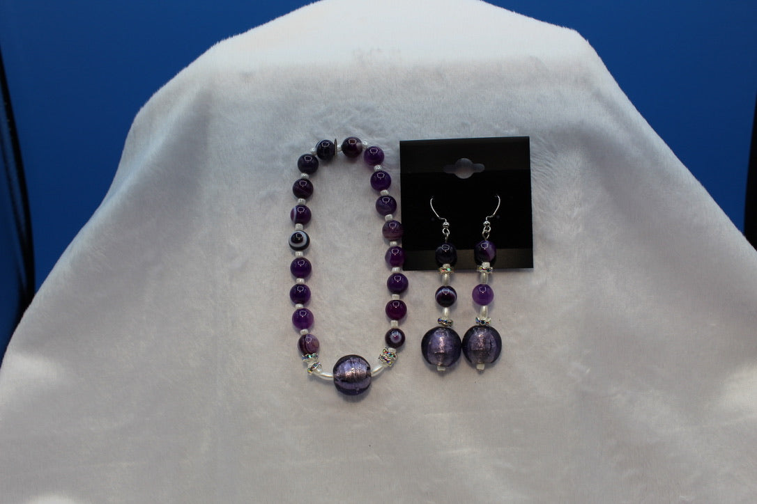 Earrings w/ Matching Bracelet - Purple - Touched By Christ