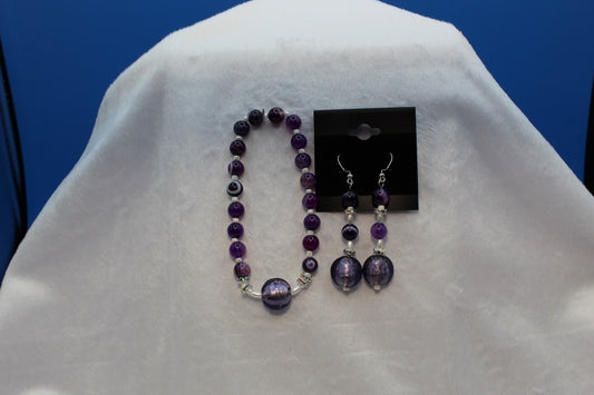 Earrings w/ Matching Bracelet - Purple