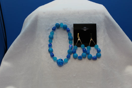 Earrings w/ Matching Bracelet - Blue - Touched By Christ