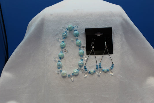 Earrings w/ Matching Bracelet - Aqua