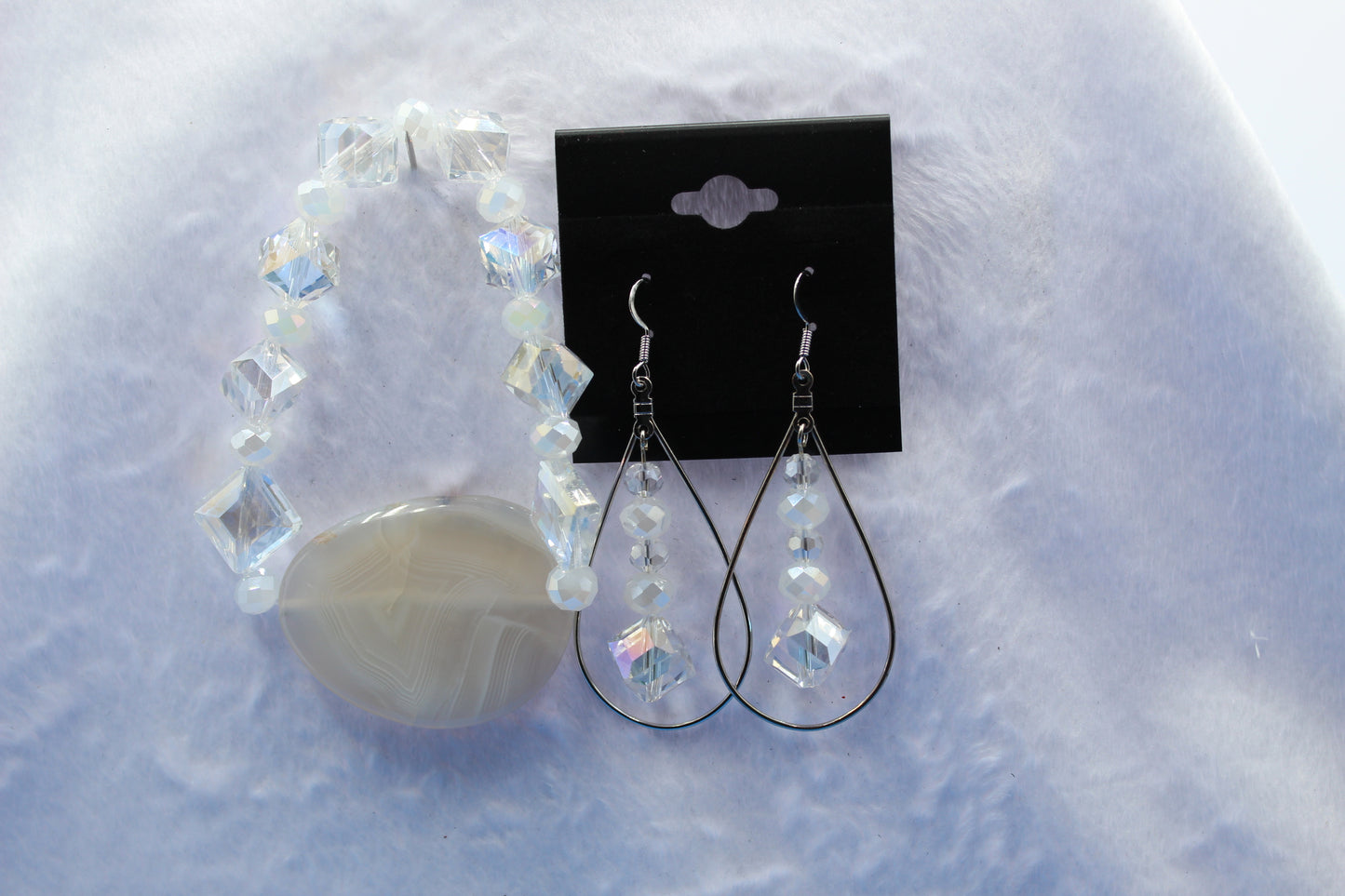 Earrings w/ Matching Bracelet - Clear - Touched By Christ