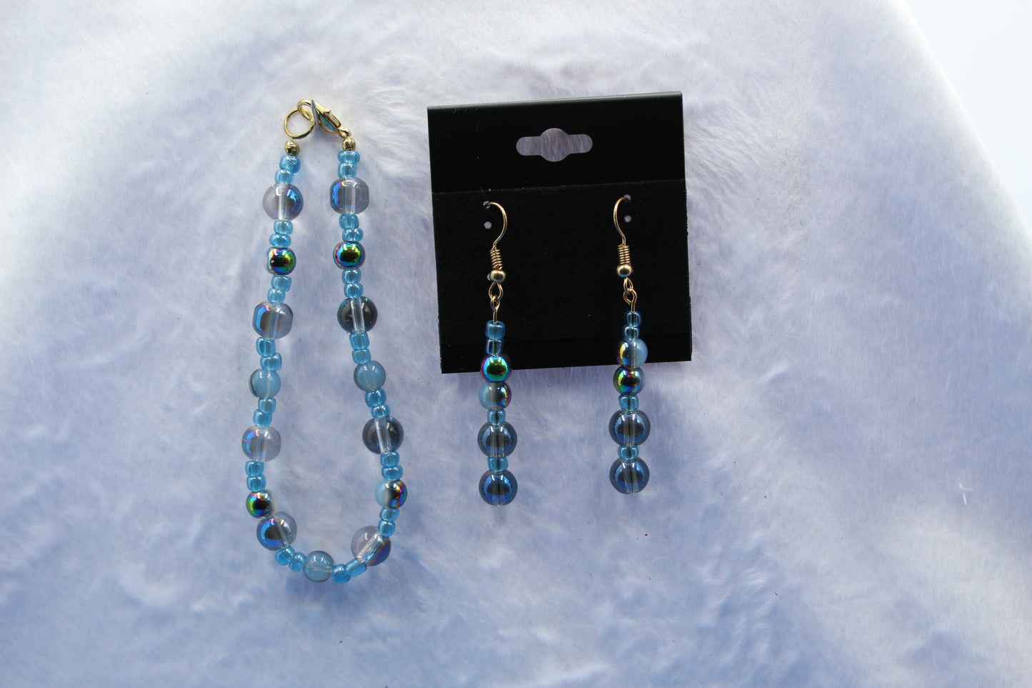 Earrings w/ Matching Bracelet - Blue