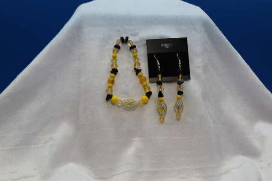 Earrings w/ Matching Bracelet - Yellow