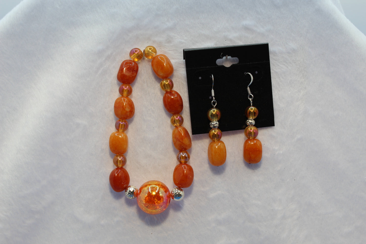 Earrings w/ Matching Bracelet - Orange (D1) - Touched By Christ