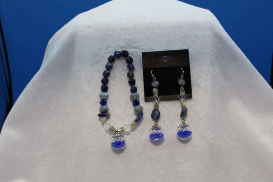 Earrings w/ Matching Bracelet - Blue - Touched By Christ