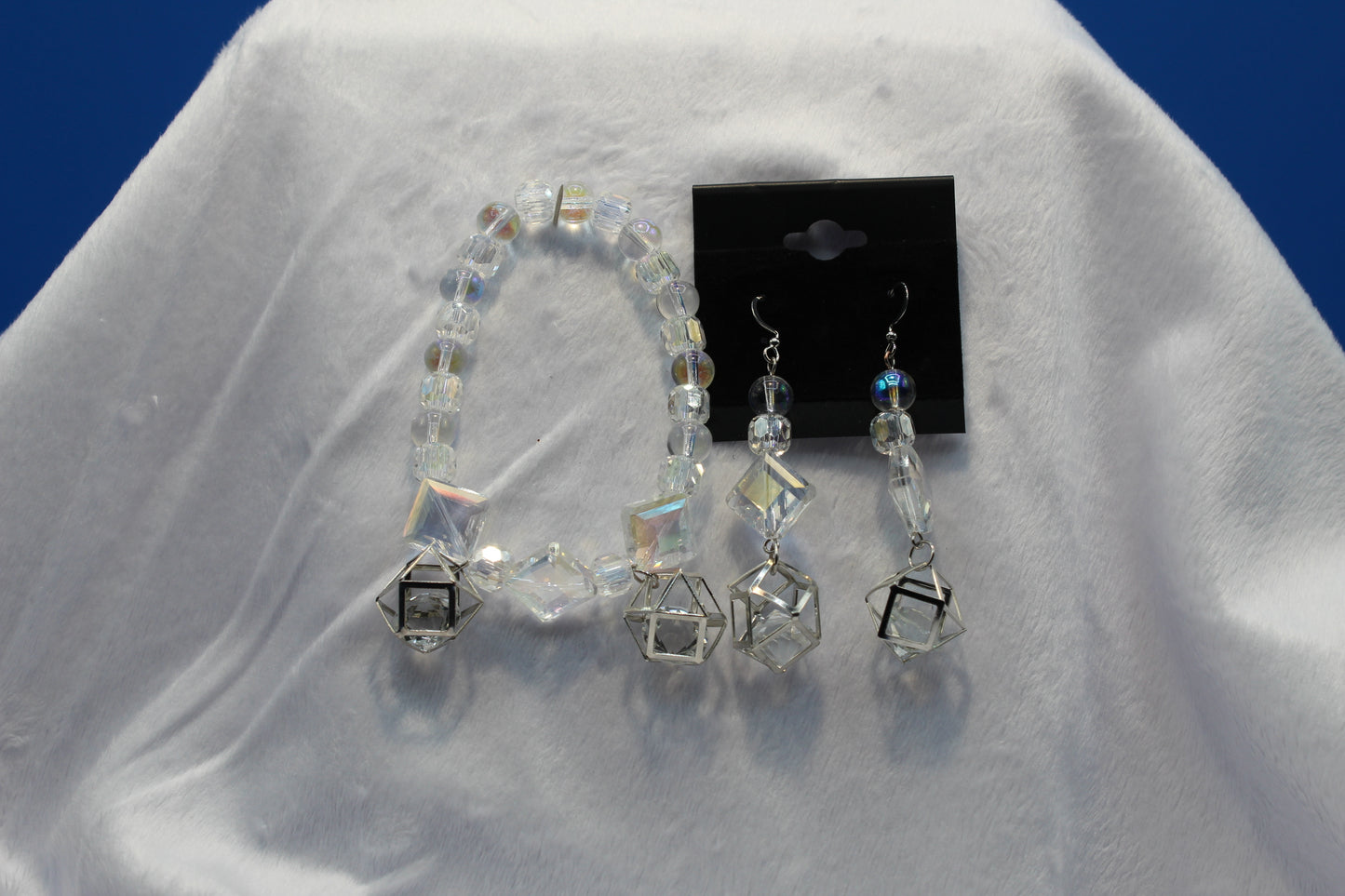 Earrings w/ Matching Bracelet - Clear