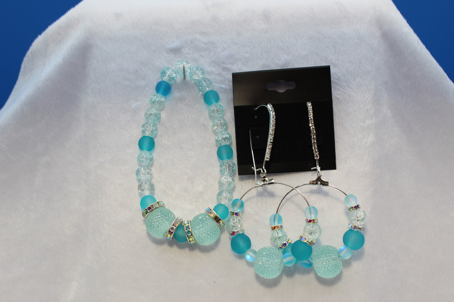 Earrings w/ Matching Bracelet - Aqua