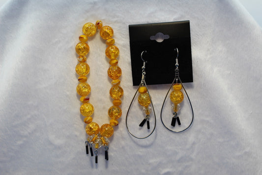 Earrings w/ Matching Bracelet - Yellow