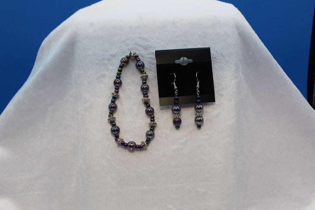 Earrings w/ Matching Bracelet - Purple - Touched By Christ