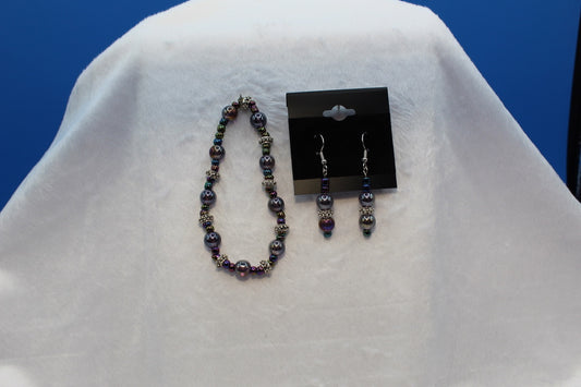 Earrings w/ Matching Bracelet - Purple