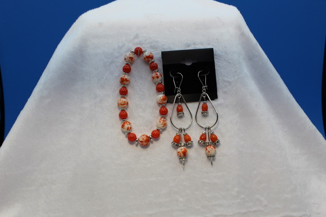 Earrings w/ Matching Bracelet - Orange