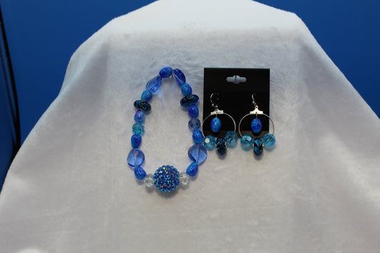 Earrings w/ Matching Bracelet - Blue - Touched By Christ