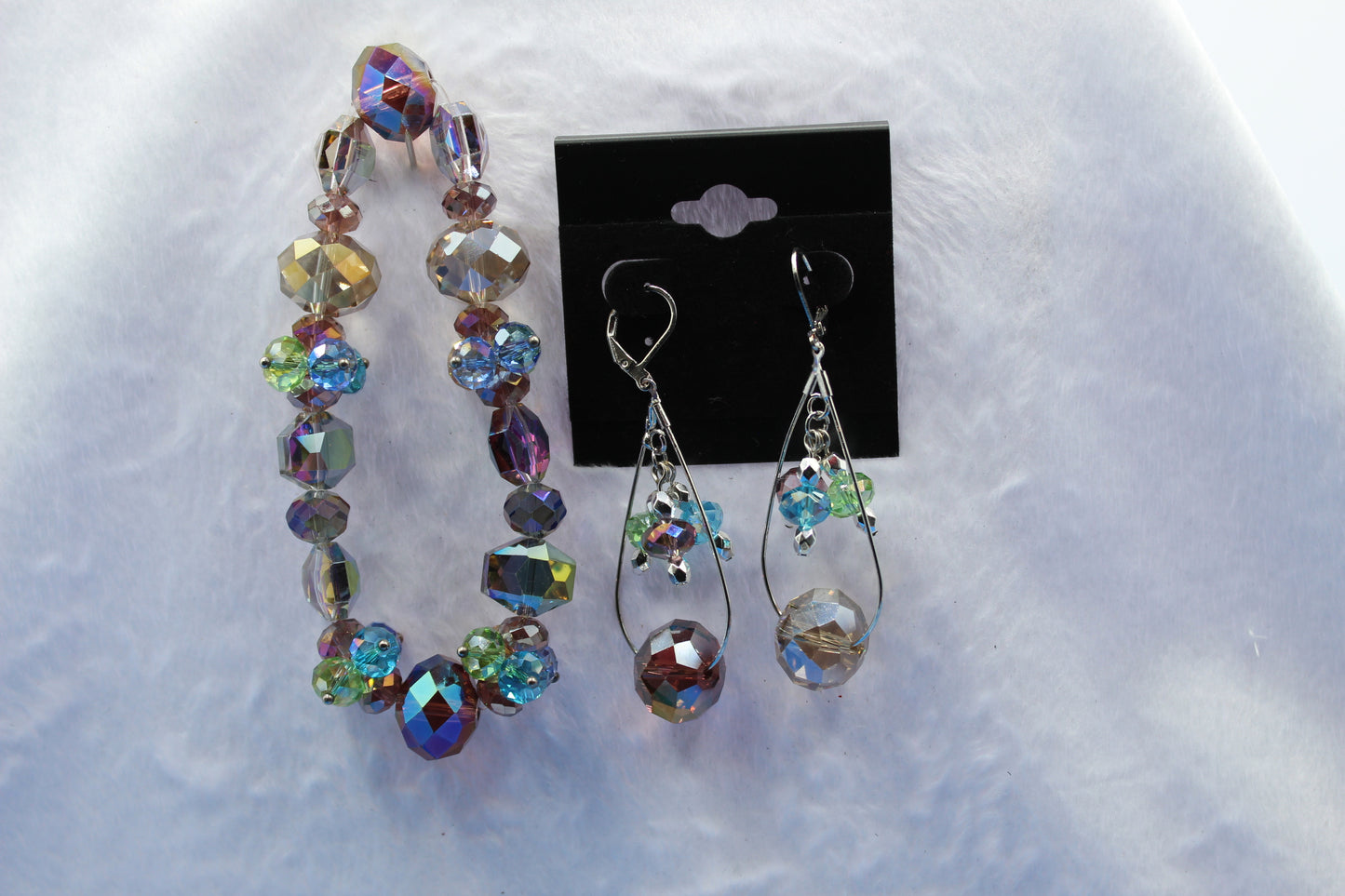 Earrings w/ Matching Bracelet - Clear