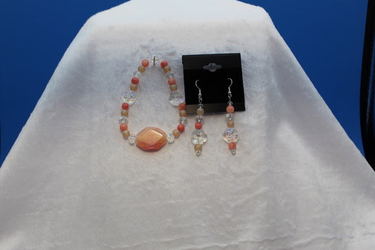 Earrings w/ Matching Bracelet - Orange