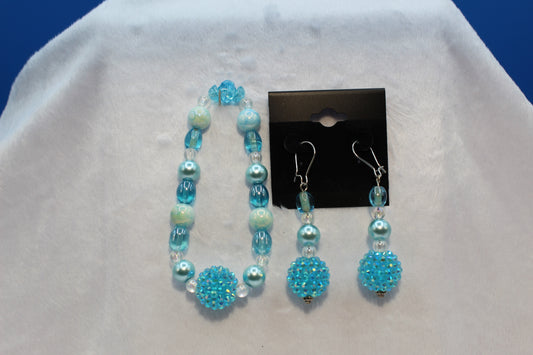 Earrings w/ Matching Bracelet - Aqua