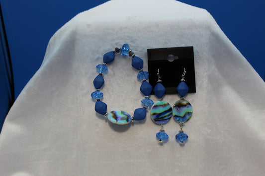 Earrings w/ Matching Bracelet - Blue - Touched By Christ