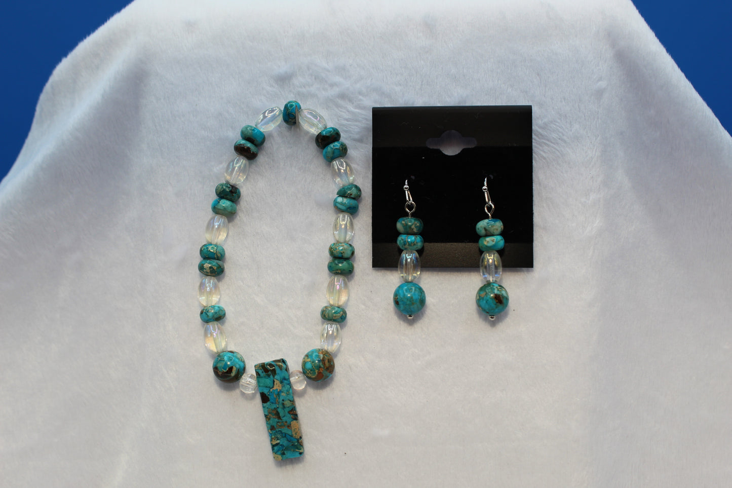 Earrings w/ Matching Bracelet - Aqua