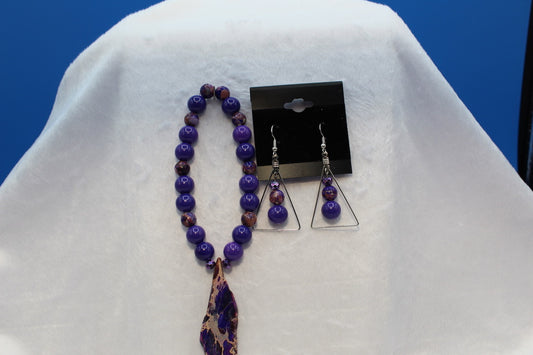 Earrings w/ Matching Bracelet - Purple